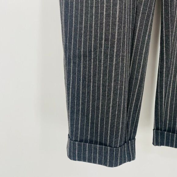 LOFT Size Small Black White Pinstripe Pull On Straight Leg Career Trouser Pants - Picture 5 of 9